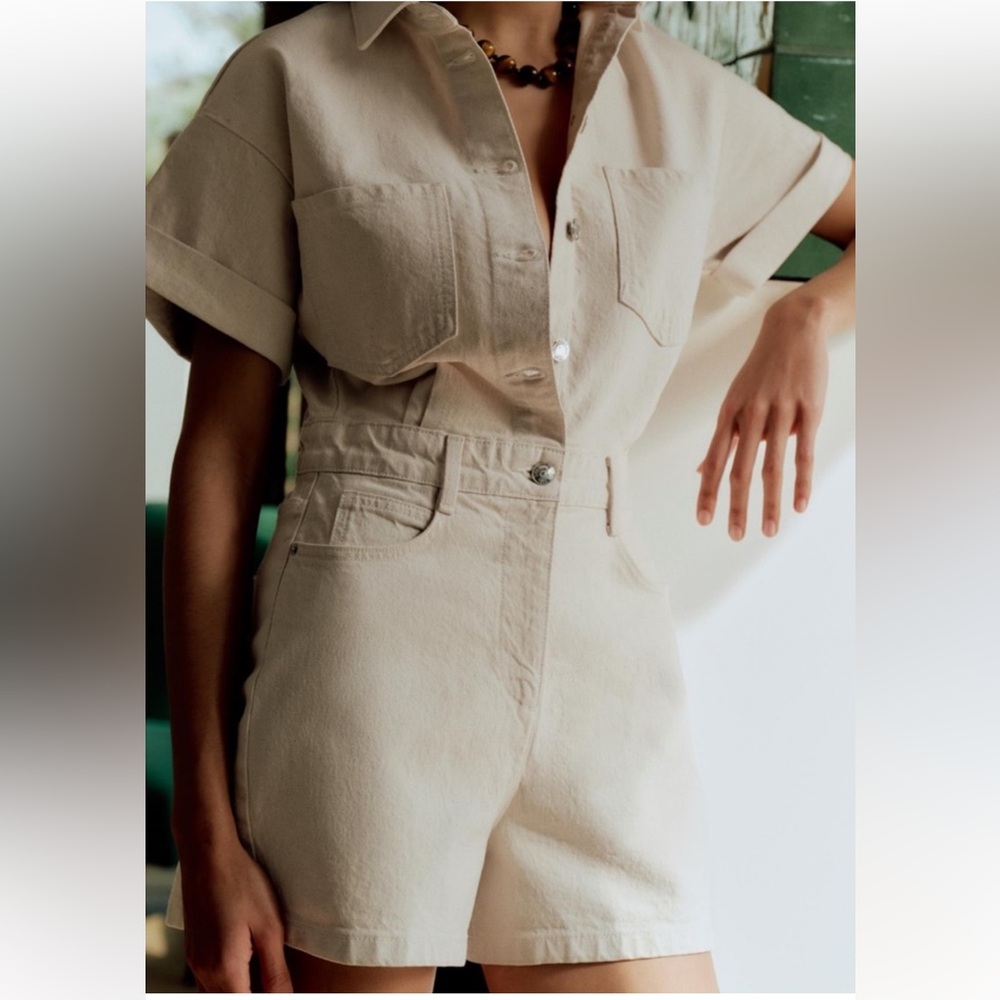 ZARA Short Denim Jumpsuit
